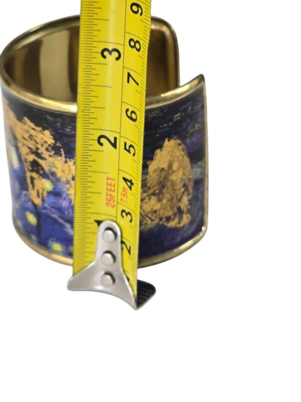 Van Gogh Starry Night Gold Leaf Cuff Bracelet Wide Brass Statement Jewelry - Picture 7 of 8